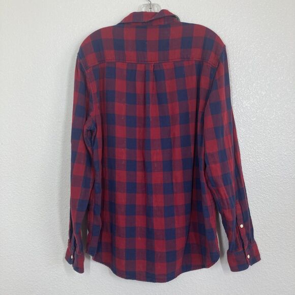 Chubbies Shirt Mens Large Red Blue Plaid Flannel Reversible Palm Tree Casual - Picture 9 of 12